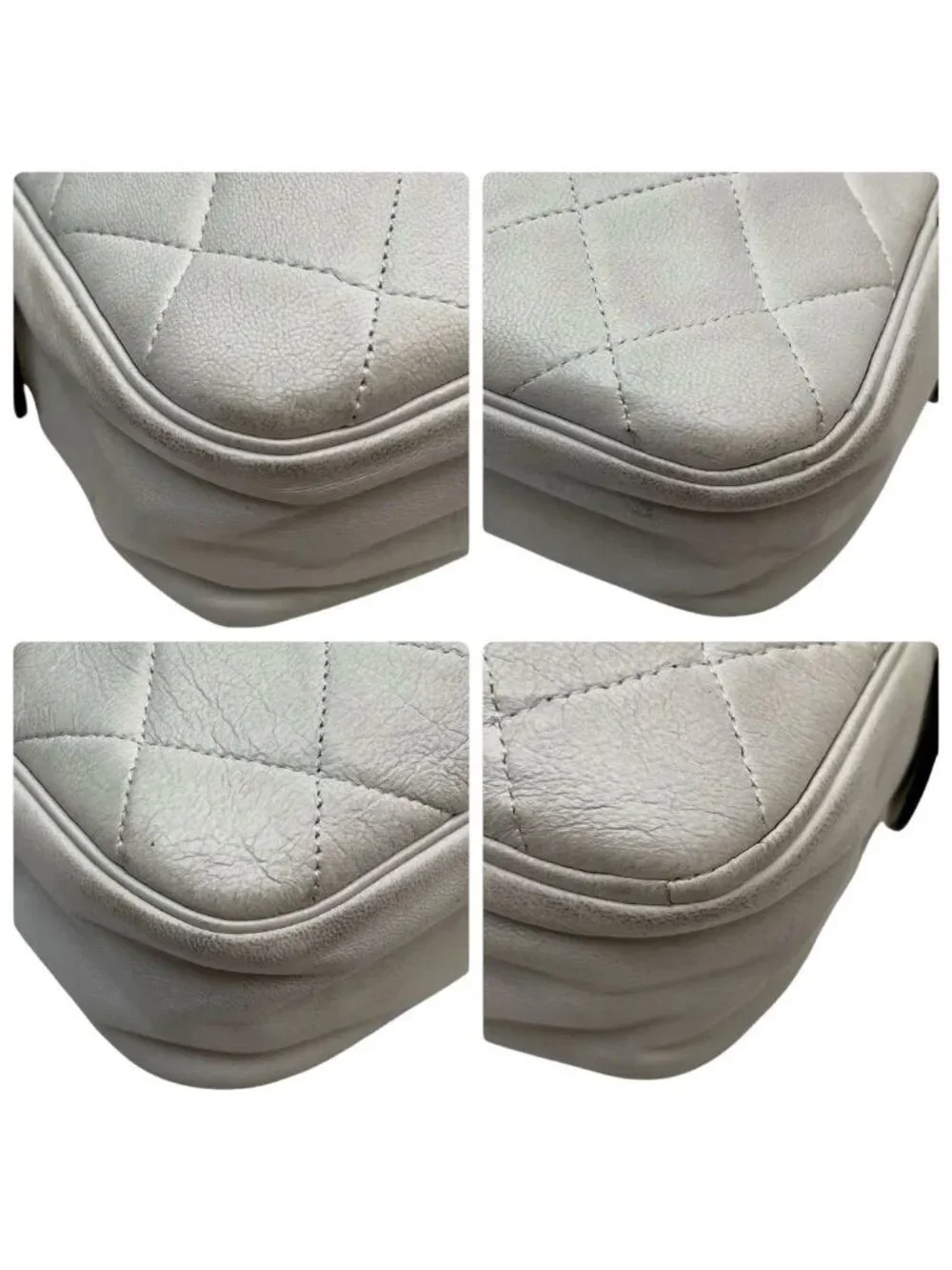 Chanel Quilted Lambskin Chain Shoulder Bag White Coco